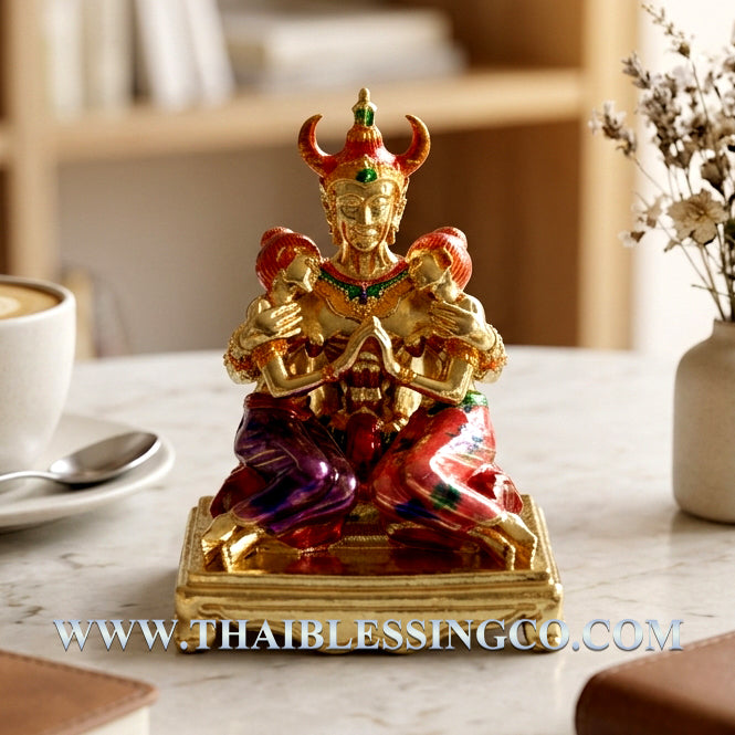 👑 Sacred "Phaya Khao Kham" Celestial Prince of Attraction - Royal Gold-Plated Bronze with Sacred Enamel Accents (2025 Imperial Series) - Blessed by Khru Ba Nuea Rit, Wat Saphan Dam 3.3 x 2.1 cm