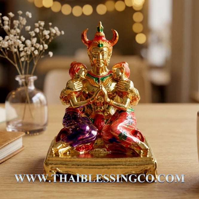 👑 Sacred "Phaya Khao Kham" Celestial Prince of Attraction - Royal Gold-Plated Bronze with Sacred Enamel Accents (2025 Imperial Series) - Blessed by Khru Ba Nuea Rit, Wat Saphan Dam 3.3 x 2.1 cm