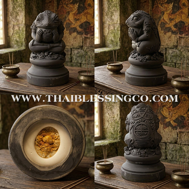 ✨🔥 Sacred "Phaya Kop Kin Duean" (The Moon-Devouring Toad King) – Mystic Gray Edition: Kruba Nuea Rit, Wat Tha Nak – The Divine Engine for Absolute Fortune Capture, Debt Annihilation, and Unstoppable Life Elevation!