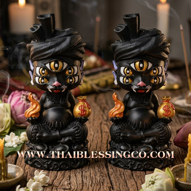🔥 Sacred "Phaya Si Hu Ha Ta" (The Deity of Instant Wealth) – Black Copper "Gai Dam" Edition: Kruba Kamfan, Wat Ko Choke (2024) – The Mysterious Engine for Rapid Windfalls, Absolute Power, and Sovereign Command!