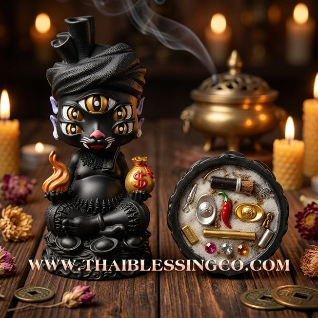🔥 Sacred "Phaya Si Hu Ha Ta" (The Deity of Instant Wealth) – Black Copper "Gai Dam" Edition: Kruba Kamfan, Wat Ko Choke (2024) – The Mysterious Engine for Rapid Windfalls, Absolute Power, and Sovereign Command!
