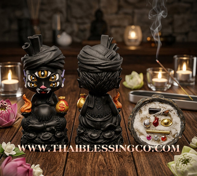 🔥 Sacred "Phaya Si Hu Ha Ta" (The Deity of Instant Wealth) – Black Copper "Gai Dam" Edition: Kruba Kamfan, Wat Ko Choke (2024) – The Mysterious Engine for Rapid Windfalls, Absolute Power, and Sovereign Command!