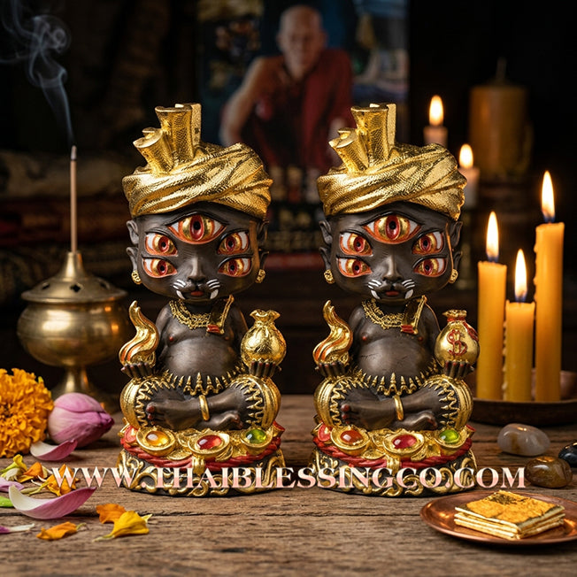 ✨🔥 Sacred "Phaya Si Hu Ha Ta" (The Deity of Instant Wealth) – Gold-Leaf "Khan Long Hin" Painted Edition: Kruba Kamfan, Wat Ko Choke (2024) – The Supreme Engine for Rapid Windfalls, Golden Liquidity, and Sovereign Influence!