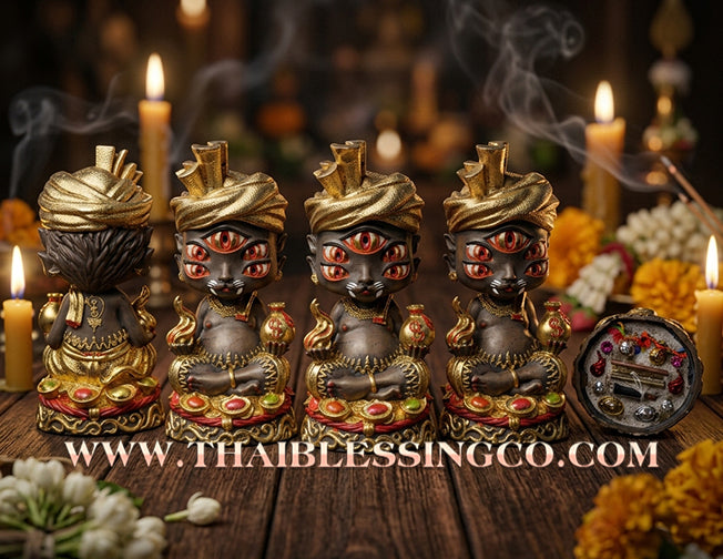 ✨🔥 Sacred "Phaya Si Hu Ha Ta" (The Deity of Instant Wealth) – Gold-Leaf "Khan Long Hin" Painted Edition: Kruba Kamfan, Wat Ko Choke (2024) – The Supreme Engine for Rapid Windfalls, Golden Liquidity, and Sovereign Influence!