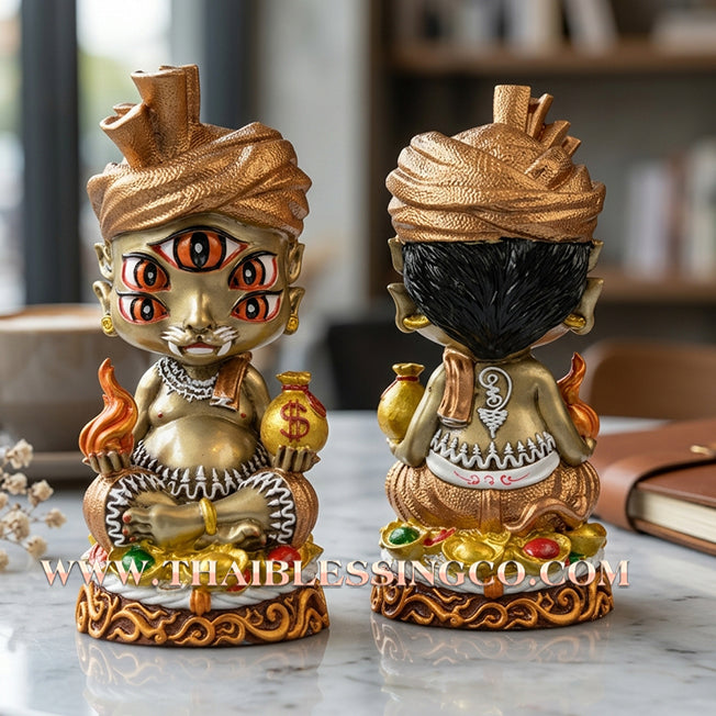 🔥 Sacred "Phaya Si Hu Ha Ta" (The Deity of Instant Wealth) – Yellow Satin Painted Edition: Kruba Kamfan, Wat Ko Choke (2024) – The Radiant Engine for Rapid Windfalls, Golden Liquidity, and Sovereign Success!