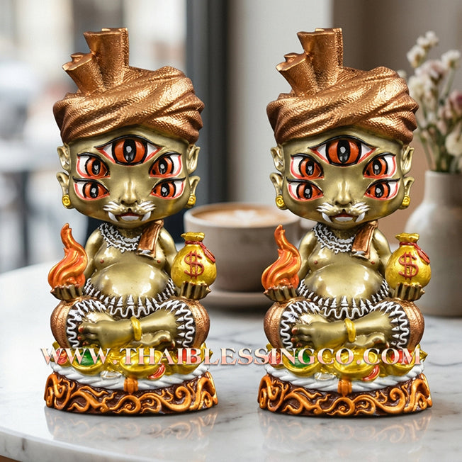🔥 Sacred "Phaya Si Hu Ha Ta" (The Deity of Instant Wealth) – Yellow Satin Painted Edition: Kruba Kamfan, Wat Ko Choke (2024) – The Radiant Engine for Rapid Windfalls, Golden Liquidity, and Sovereign Success!