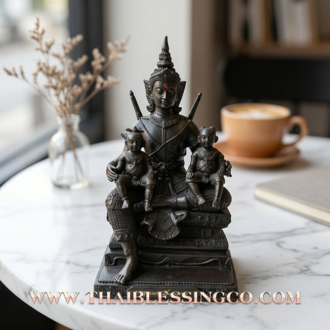 ⚔️ Sacred "Phor Khun Phaen" (The Sovereign Commander) – Blackened Samrit Bucha Statue: "Ayu Yuen" Edition (Long Life), Luang Pu Key, Wat Si Lamyong (2013) – The Ultimate Engine for Absolute Charisma, Financial Dominance, and Unshakable Authority!