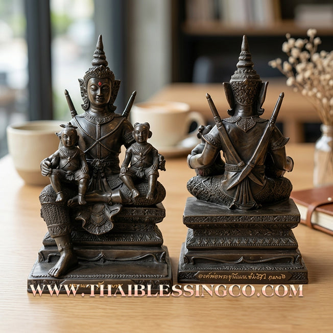 ⚔️ Sacred "Phor Khun Phaen" (The Sovereign Commander) – Blackened Samrit Bucha Statue: "Ayu Yuen" Edition (Long Life), Luang Pu Key, Wat Si Lamyong (2013) – The Ultimate Engine for Absolute Charisma, Financial Dominance, and Unshakable Authority!
