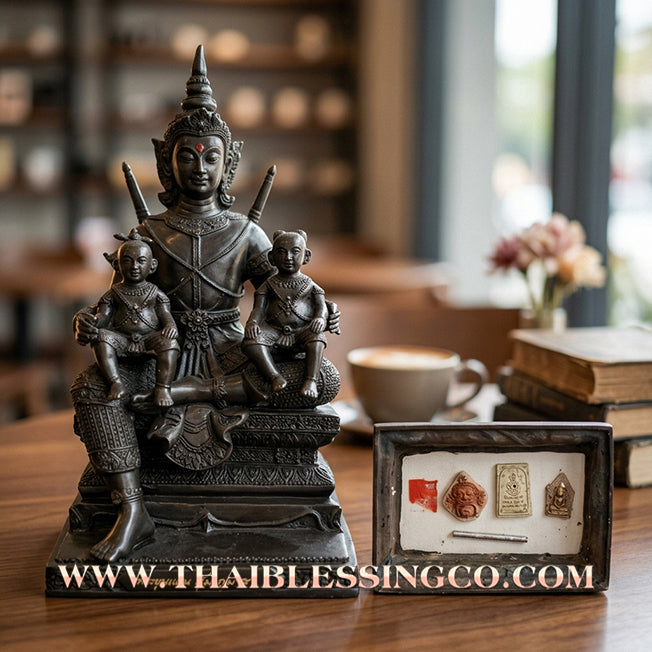 ⚔️ Sacred "Phor Khun Phaen" (The Sovereign Commander) – Blackened Samrit Bucha Statue: "Ayu Yuen" Edition (Long Life), Luang Pu Key, Wat Si Lamyong (2013) – The Ultimate Engine for Absolute Charisma, Financial Dominance, and Unshakable Authority!