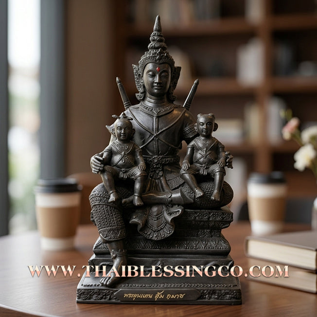 ⚔️ Sacred "Phor Khun Phaen" (The Sovereign Commander) – Blackened Samrit Bucha Statue: "Ayu Yuen" Edition (Long Life), Luang Pu Key, Wat Si Lamyong (2013) – The Ultimate Engine for Absolute Charisma, Financial Dominance, and Unshakable Authority!