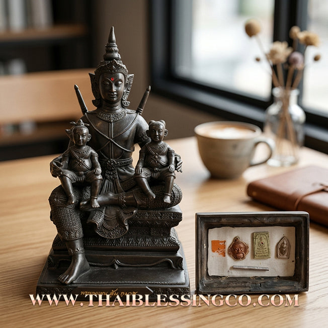 ⚔️ Sacred "Phor Khun Phaen" (The Sovereign Commander) – Blackened Samrit Bucha Statue: "Ayu Yuen" Edition (Long Life), Luang Pu Key, Wat Si Lamyong (2013) – The Ultimate Engine for Absolute Charisma, Financial Dominance, and Unshakable Authority!