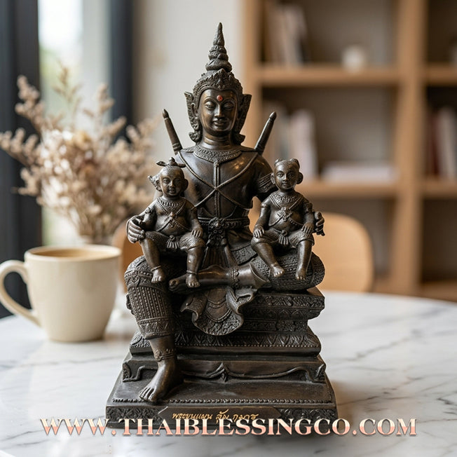 ⚔️ Sacred "Phor Khun Phaen" (The Sovereign Commander) – Blackened Samrit Bucha Statue: "Ayu Yuen" Edition (Long Life), Luang Pu Key, Wat Si Lamyong (2013) – The Ultimate Engine for Absolute Charisma, Financial Dominance, and Unshakable Authority!