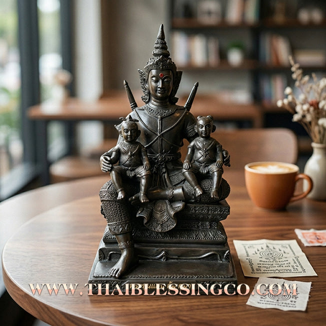 ⚔️ Sacred "Phor Khun Phaen" (The Sovereign Commander) – Blackened Samrit Bucha Statue: "Ayu Yuen" Edition (Long Life), Luang Pu Key, Wat Si Lamyong (2013) – The Ultimate Engine for Absolute Charisma, Financial Dominance, and Unshakable Authority!