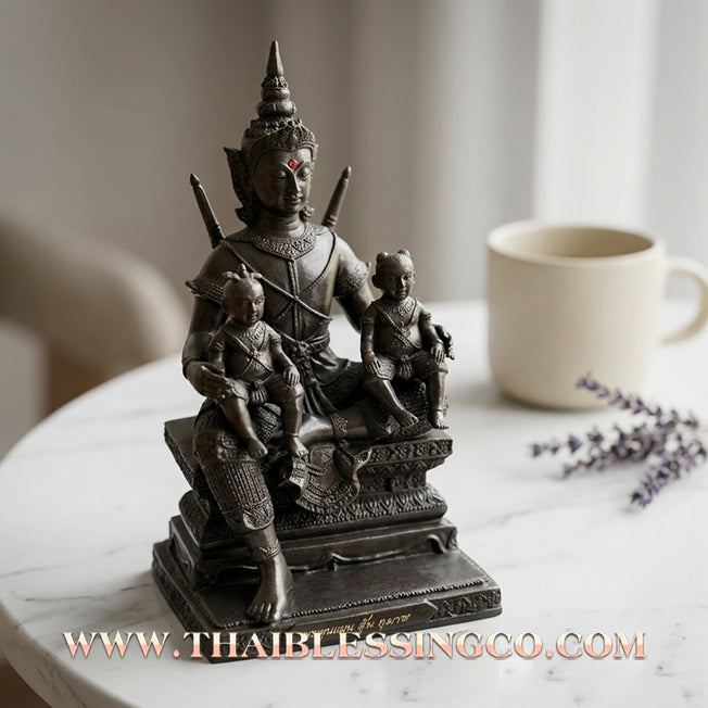 ⚔️ Sacred "Phor Khun Phaen" (The Sovereign Commander) – Blackened Samrit Bucha Statue: "Ayu Yuen" Edition (Long Life), Luang Pu Key, Wat Si Lamyong (2013) – The Ultimate Engine for Absolute Charisma, Financial Dominance, and Unshakable Authority!