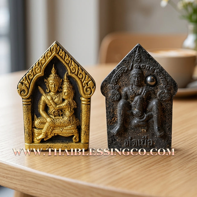 🌸 Sacred "Phra Khun Phaen Um Nang with Por Per Back" – Black Maha Wan Herb & Gold Leaf Edition: "Millionaire 1,000 Billion" Series by Luang Pu Khi, Wat Si Lamyong (2008) – The Ultimate Engine for Seductive Dominance, Elite Charisma, and Explosive Wealth!