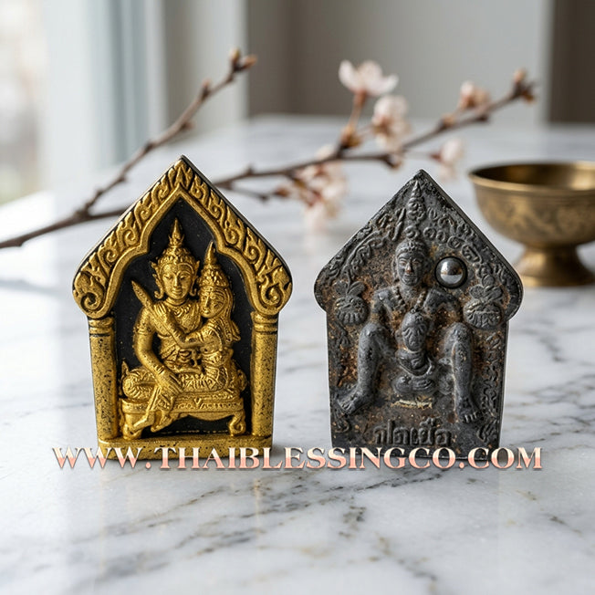 🌸 Sacred "Phra Khun Phaen Um Nang with Por Per Back" – Black Maha Wan Herb & Gold Leaf Edition: "Millionaire 1,000 Billion" Series by Luang Pu Khi, Wat Si Lamyong (2008) – The Ultimate Engine for Seductive Dominance, Elite Charisma, and Explosive Wealth!