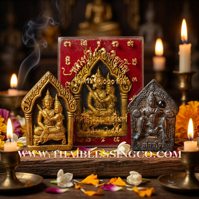 🌸 Sacred "Phra Khun Phaen Um Nang with Por Per Back" – Black Maha Wan Herb & Gold Leaf Edition: "Millionaire 1,000 Billion" Series by Luang Pu Khi, Wat Si Lamyong (2008) – The Ultimate Engine for Seductive Dominance, Elite Charisma, and Explosive Wealth!