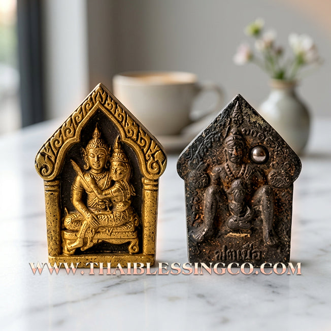 🌸 Sacred "Phra Khun Phaen Um Nang with Por Per Back" – Black Maha Wan Herb & Gold Leaf Edition: "Millionaire 1,000 Billion" Series by Luang Pu Khi, Wat Si Lamyong (2008) – The Ultimate Engine for Seductive Dominance, Elite Charisma, and Explosive Wealth!