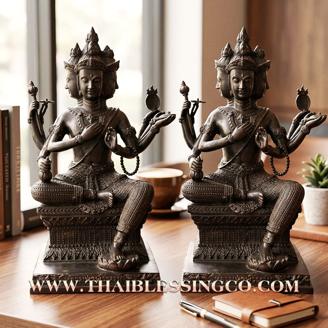 ✨🔥 Sacred "Phra Phrom" (The Great Brahma: Creator of Destiny) – Gold-Leaf Samrit Bronze Altar Edition: The Ultimate Engine for Total Reality Manifestation, Global Empire Building, and Unstoppable Life Elevation! (สำเนา)