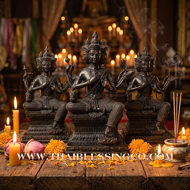 ✨🔥 Sacred "Phra Phrom" (The Great Brahma: Creator of Destiny) – Gold-Leaf Samrit Bronze Altar Edition: The Ultimate Engine for Total Reality Manifestation, Global Empire Building, and Unstoppable Life Elevation! (สำเนา)