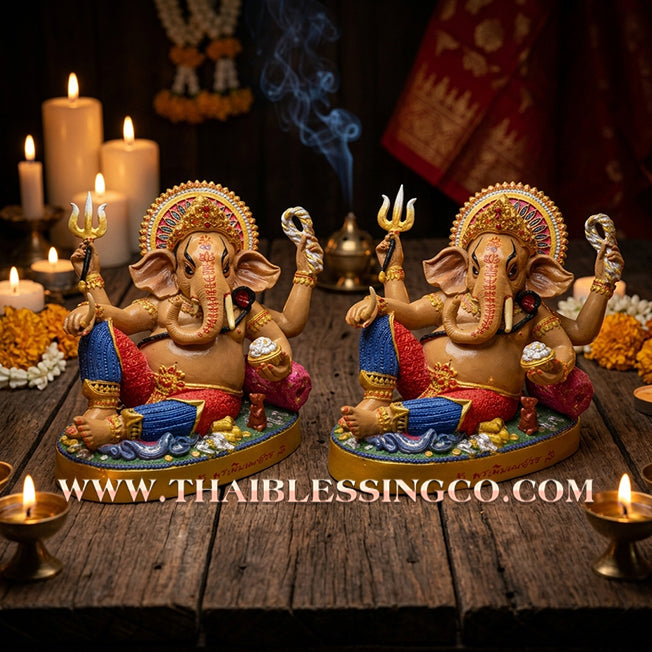 🔥 Sacred "Phra Pikanet" (Lord Ganesha) – Painted Samrit Bronze Altar Edition: The Divine Engine for Barrier-Breaking Prosperity, Infinite Wealth, and Unstoppable Life Elevation!