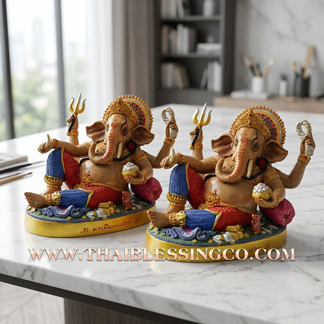 🔥 Sacred "Phra Pikanet" (Lord Ganesha) – Painted Samrit Bronze Altar Edition: The Divine Engine for Barrier-Breaking Prosperity, Infinite Wealth, and Unstoppable Life Elevation!