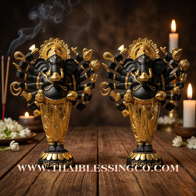 🔥 Sacred "Phra Pikanet" (Lord Ganesha) – Partially Gold-Leafed Metal Edition: "Maha Setthee 10000 Lan" (The 10-Billionaire Edition) – The Divine Engine for Barrier-Breaking Success, Infinite Wealth, and Unstoppable Life Elevation!