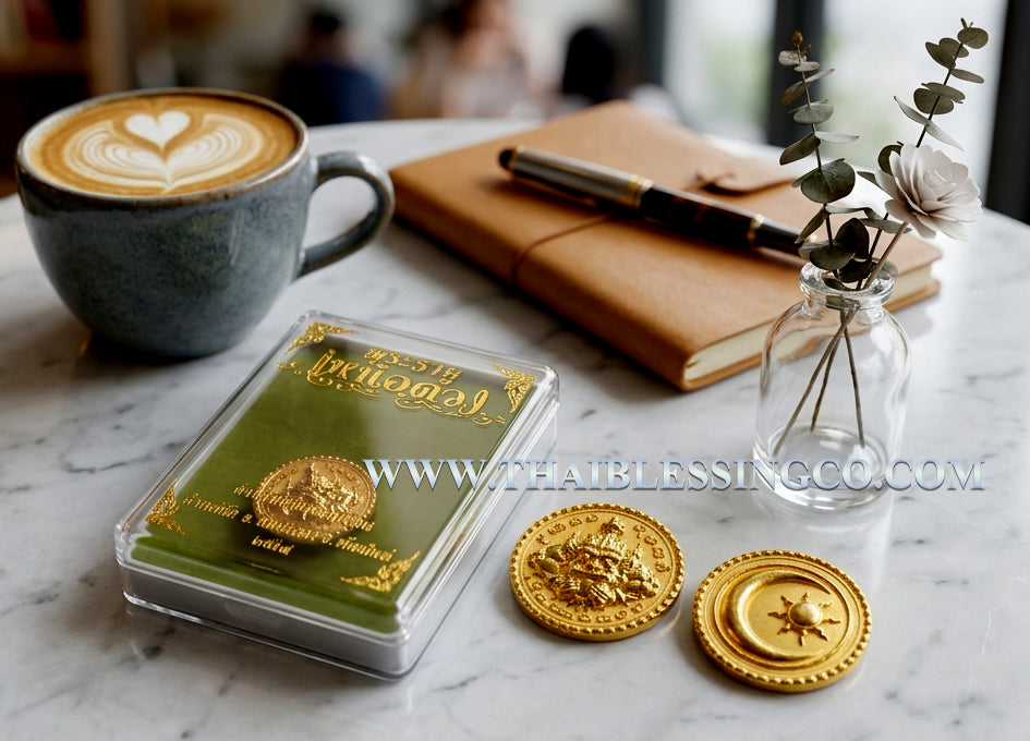 ☀️ Sacred Phra Rahu "Celestial Victory" Nano Medallion - Gold-Plated Bronze Edition (2026 Collector's Series) - Blessed by Kruba Kamfan, Wat Ko Chok