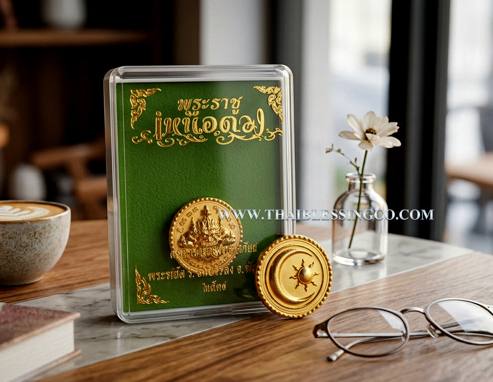 ☀️ Sacred Phra Rahu "Celestial Victory" Nano Medallion - Gold-Plated Bronze Edition (2026 Collector's Series) - Blessed by Kruba Kamfan, Wat Ko Chok