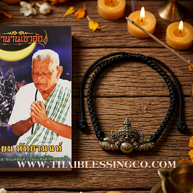 ✨🕉️ Sacred Phra Rahu "Hnun Duang Setthee" Millionaire Support Bracelet: Master Achan Plian Hatyanon (2022 Ancient Satin Edition) – The Ultimate Khao Or Talisman for Destiny Transformation, Crisis Protection, and Miraculous Prosperity