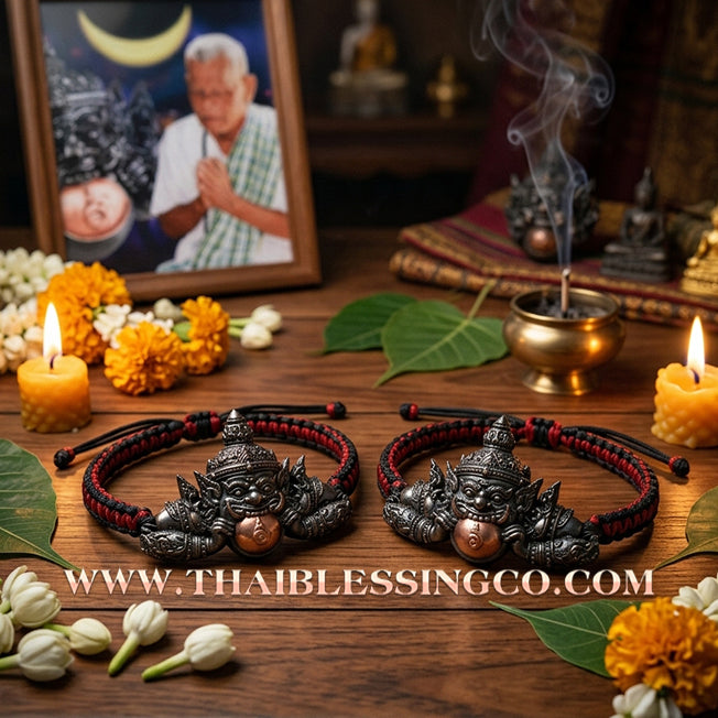 ✨🕉️ Sacred Phra Rahu "Hnun Duang Setthee" Millionaire Support Bracelet: Master Achan Plian Hatyanon (2022 Red Moon Bronze Edition) – The Ultimate Khao Or Talisman for Destiny Elevation, Crisis Shielding, and Miraculous Prosperity
