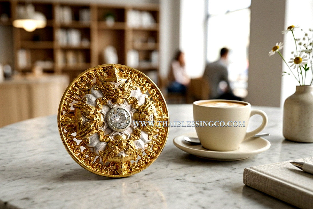 🌑 Sacred Phra Rahu "Phichai Sombat" Emperor of Wealth Medallion - Luxury 2K Gold & Silver Finish (2019 Collector's Series) - Blessed by Phra Khru Sophon Kitayathorn (Ajarn Ronsiri), Wat Phu Khao Thong