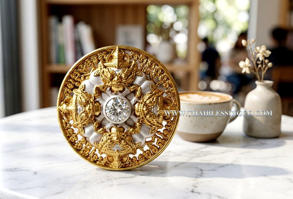 🌑 Sacred Phra Rahu "Phichai Sombat" Emperor of Wealth Medallion - Luxury 2K Gold & Silver Finish (2019 Collector's Series) - Blessed by Phra Khru Sophon Kitayathorn (Ajarn Ronsiri), Wat Phu Khao Thong