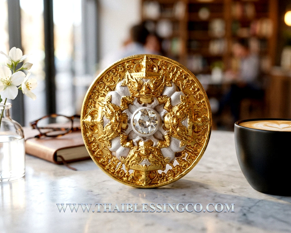 🌑 Sacred Phra Rahu "Phichai Sombat" Emperor of Wealth Medallion - Luxury 2K Gold & Silver Finish (2019 Collector's Series) - Blessed by Phra Khru Sophon Kitayathorn (Ajarn Ronsiri), Wat Phu Khao Thong