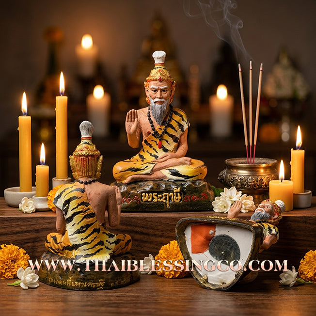 ✨🔥 Sacred "Phra Reusi Tafai" (The Third-Eye Fire Sage) – Hand-Painted Metal Altar Edition: "The Divine Engine for Financial Liberation, Absolute Protection, and Unstoppable Life Elevation!