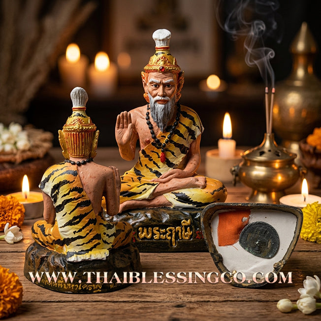 ✨🔥 Sacred "Phra Reusi Tafai" (The Third-Eye Fire Sage) – Hand-Painted Metal Altar Edition: "The Divine Engine for Financial Liberation, Absolute Protection, and Unstoppable Life Elevation!