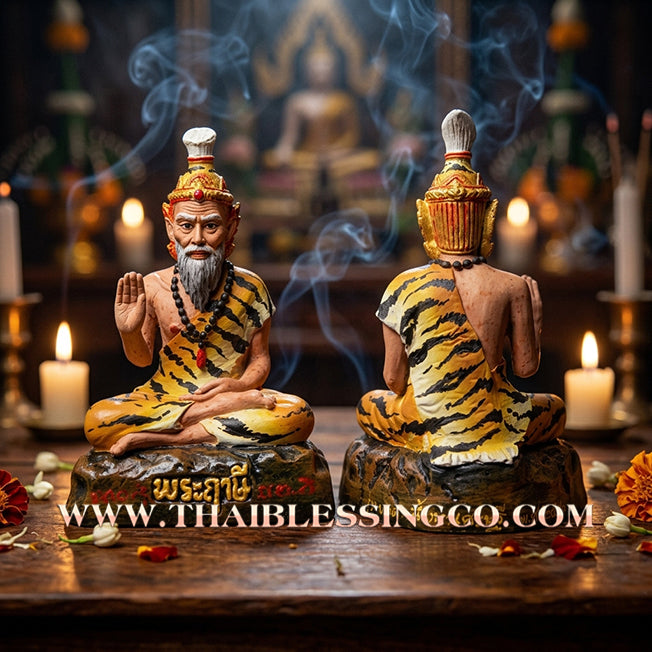 ✨🔥 Sacred "Phra Reusi Tafai" (The Third-Eye Fire Sage) – Hand-Painted Metal Altar Edition: "The Divine Engine for Financial Liberation, Absolute Protection, and Unstoppable Life Elevation!