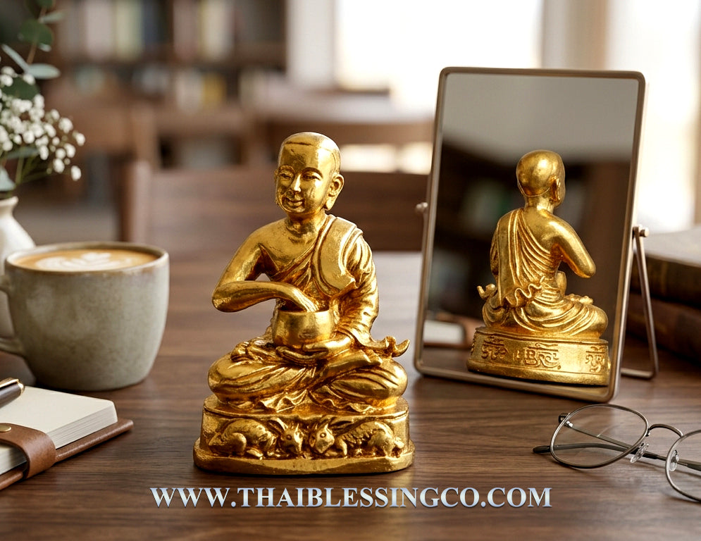 🥣 Sacred Phra Sivali "Jok Bat" - The Eternal Abundance Statue (2011 Wai Khru Edition) - Blessed by Kruba Krissana, Weluwan Monastery - Golden Brass with Sacred Powder Inlay