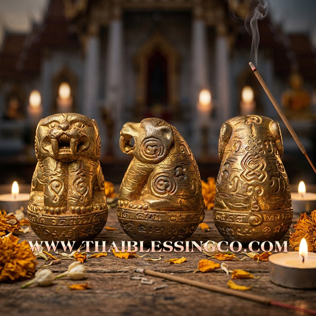 ✨🐅 Sacred "Phraya Suea Maha Barami" (Great Tiger of Power) – Brass Edition: Luang Phor Prong, Wat Tham Phru Takhian (2015 Legacy) – The Ultimate Talisman for Absolute Authority, Fearless Protection, and Financial Dominance!