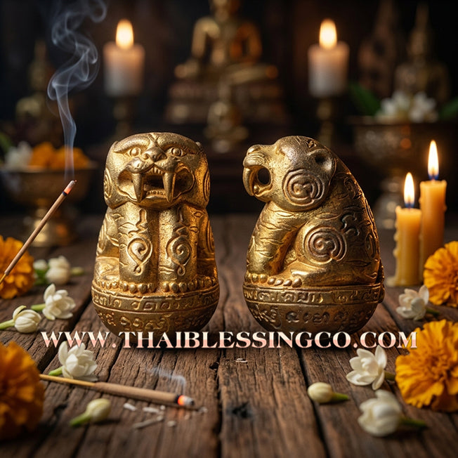 ✨🐅 Sacred "Phraya Suea Maha Barami" (Great Tiger of Power) – Brass Edition: Luang Phor Prong, Wat Tham Phru Takhian (2015 Legacy) – The Ultimate Talisman for Absolute Authority, Fearless Protection, and Financial Dominance!