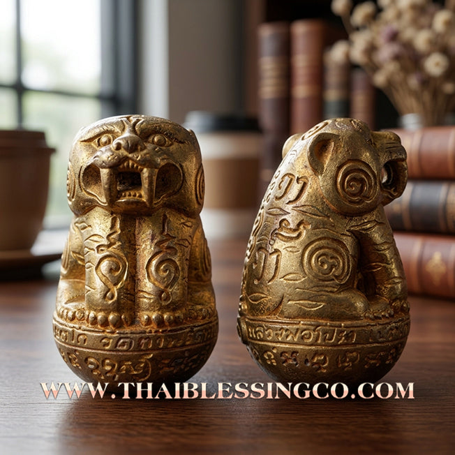 ✨🐅 Sacred "Phraya Suea Maha Barami" (Great Tiger of Power) – Brass Edition: Luang Phor Prong, Wat Tham Phru Takhian (2015 Legacy) – The Ultimate Talisman for Absolute Authority, Fearless Protection, and Financial Dominance!