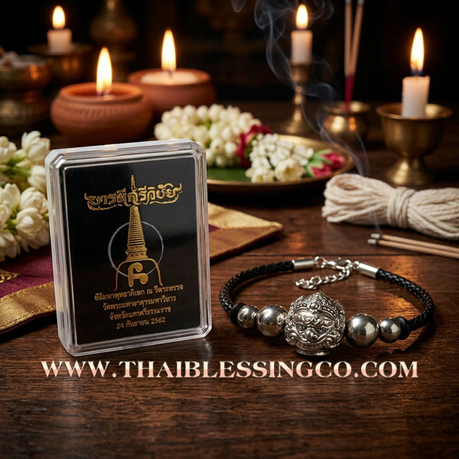 ✨🕉️ Sacred Polished Alpaca "No Mo Srivijaya" Phra Rahu Alchemical Sphere (Luk Om) Bracelet – Baramee Srivijaya The Ultimate Talisman for Modern Wealth, Fate Reversal, and Southern Prosperity!