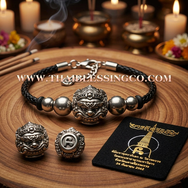 ✨🕉️ Sacred Polished Alpaca "No Mo Srivijaya" Phra Rahu Alchemical Sphere (Luk Om) Bracelet – Baramee Srivijaya The Ultimate Talisman for Modern Wealth, Fate Reversal, and Southern Prosperity!