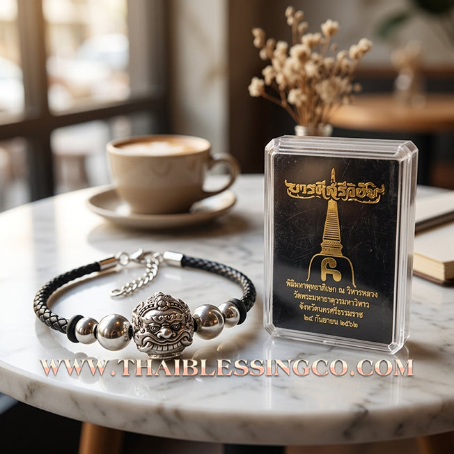 ✨🕉️ Sacred Polished Alpaca "No Mo Srivijaya" Phra Rahu Alchemical Sphere (Luk Om) Bracelet – Baramee Srivijaya The Ultimate Talisman for Modern Wealth, Fate Reversal, and Southern Prosperity!