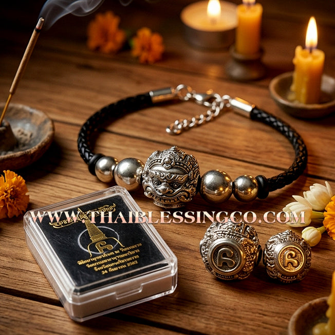 ✨🕉️ Sacred Polished Alpaca "No Mo Srivijaya" Phra Rahu Alchemical Sphere (Luk Om) Bracelet – Baramee Srivijaya The Ultimate Talisman for Modern Wealth, Fate Reversal, and Southern Prosperity!