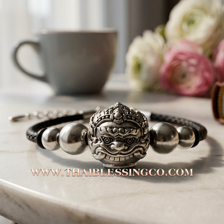 ✨🕉️ Sacred Polished Alpaca "No Mo Srivijaya" Phra Rahu Alchemical Sphere (Luk Om) Bracelet – Baramee Srivijaya The Ultimate Talisman for Modern Wealth, Fate Reversal, and Southern Prosperity!