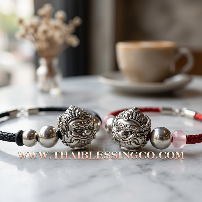 ✨🕉️ Sacred Polished Alpaca "No Mo Srivijaya" Phra Rahu Alchemical Sphere (Luk Om) Bracelet – Baramee Srivijaya The Ultimate Talisman for Modern Wealth, Fate Reversal, and Southern Prosperity!