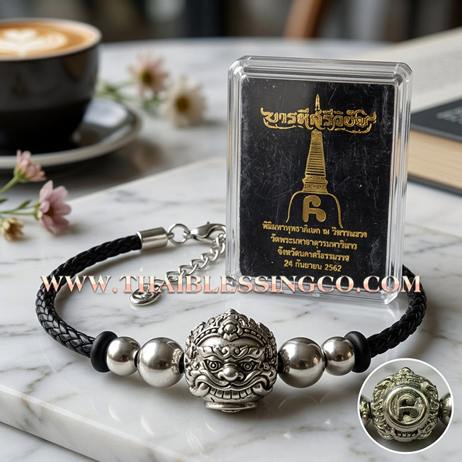 ✨🕉️ Sacred Polished Alpaca "No Mo Srivijaya" Phra Rahu Alchemical Sphere (Luk Om) Bracelet – Baramee Srivijaya The Ultimate Talisman for Modern Wealth, Fate Reversal, and Southern Prosperity!