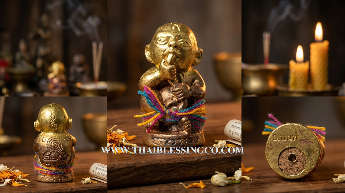 ✨ Sacred Primordial Wealth: "Kuman Dud Rok" Amulet – Sacred "Thong Hua" Metal Fusion for Infinite Supply & Business Luck (2023 Edition by Phra Arjan Arnon)