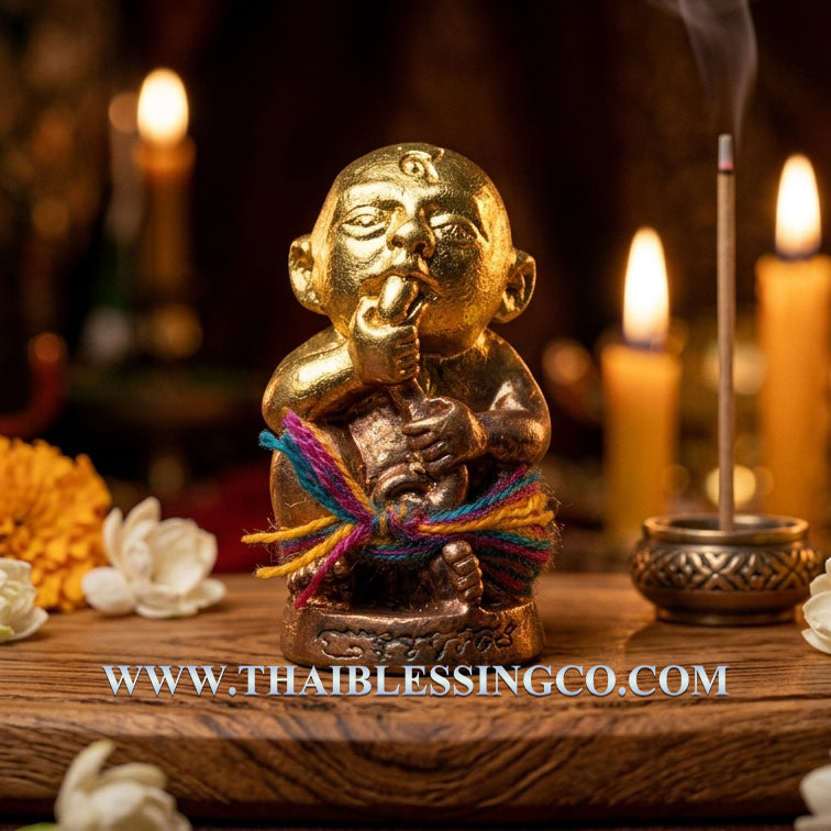 ✨ Sacred Primordial Wealth: "Kuman Dud Rok" Amulet – Sacred "Thong Hua" Metal Fusion for Infinite Supply & Business Luck (2023 Edition by Phra Arjan Arnon)